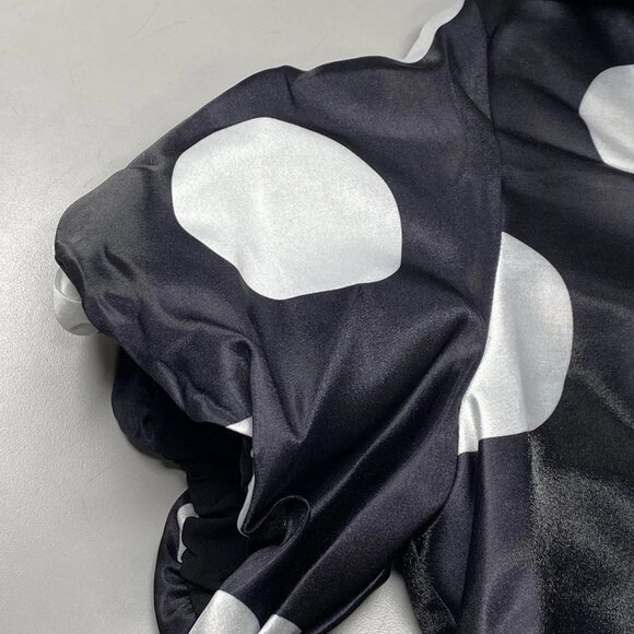 NEW NANCY YANG  Women’s Maxi Dress Black/White Size L Polka Dot Ruffle Belted - Picture 3 of 9